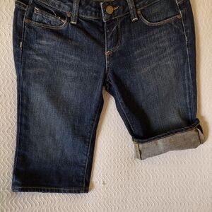 PAIGE Indigo Rolled Hem Jean Shorts